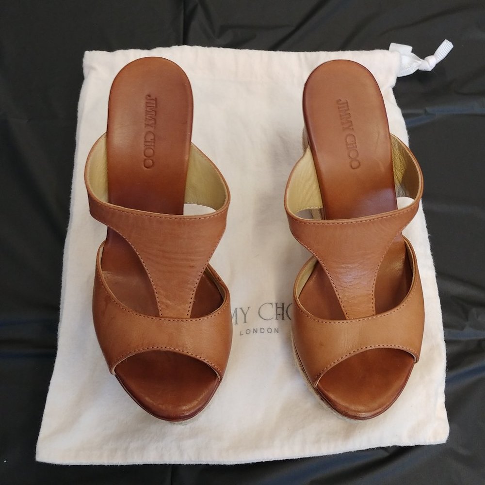 Jimmy Choo Pledge T-Strap Rope Wedge Slide